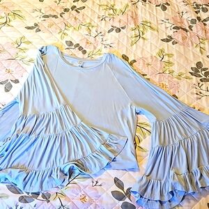 Bell Sleeve Blouse Baby Blue